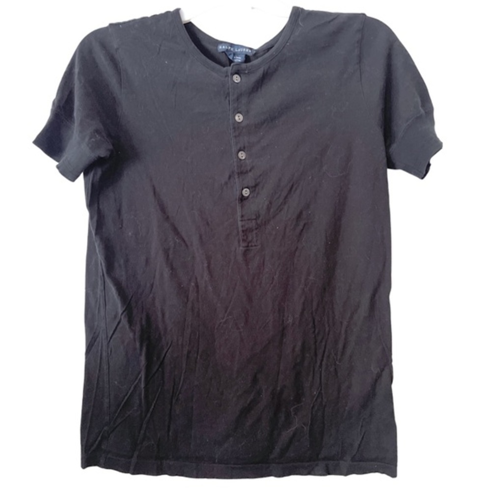 Ralph Lauren Blue Label Charcoal Grey Short Sleeve‎ Henley Tee Shirt L